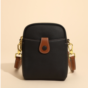 Crossbody Bag — Pebbled Leather Mini — Black