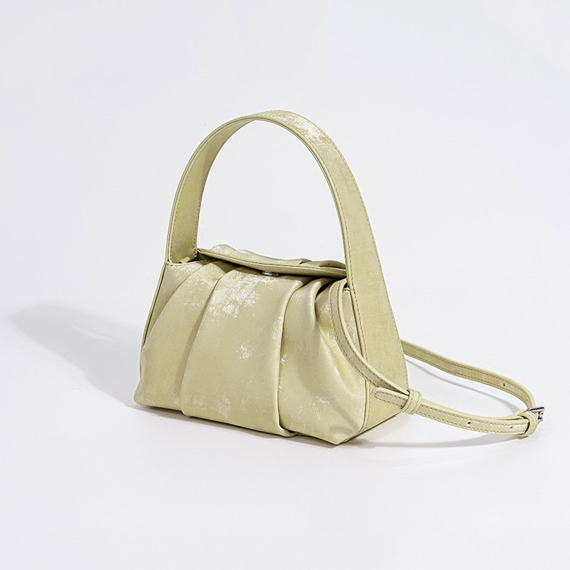 Crossbody Bag — Gathered Leather Mini — Light Yellow