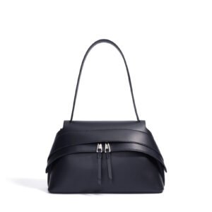 Crossbody Bag — Leather Saddle Day Bag — Black