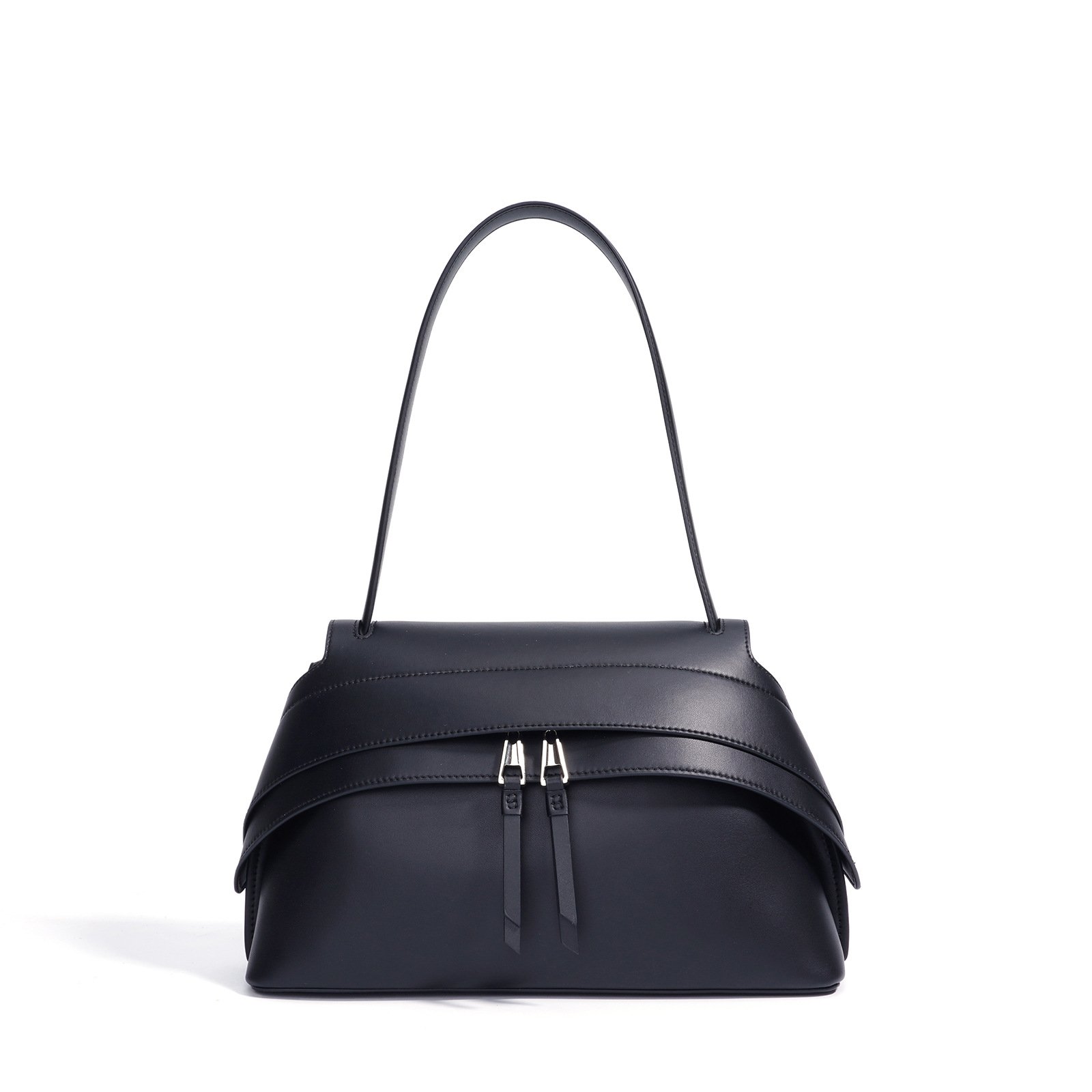 Crossbody Bag — Leather Saddle Day Bag — Black