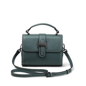 Crossbody Bag — Structured Leather Top Handle — Pearl Blue