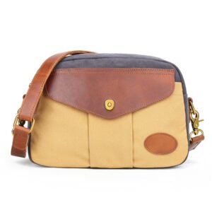 Crossbody Bag — Colorblock Canvas Satchel — Khaki