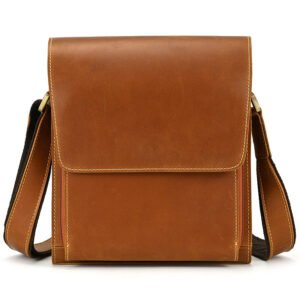 Crossbody Bag — Leather Flap Organizer — Brown
