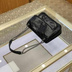 Crossbody Bag — Chain-Detail City Messenger — Black — Small