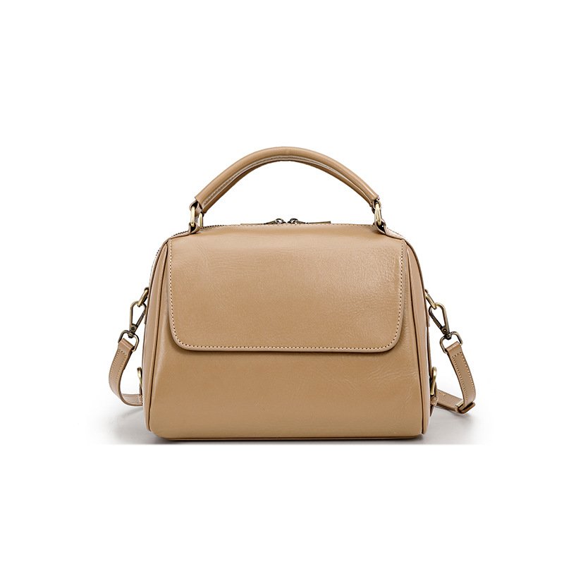 Crossbody Bag — Soft Leather Day Satchel — Apricot