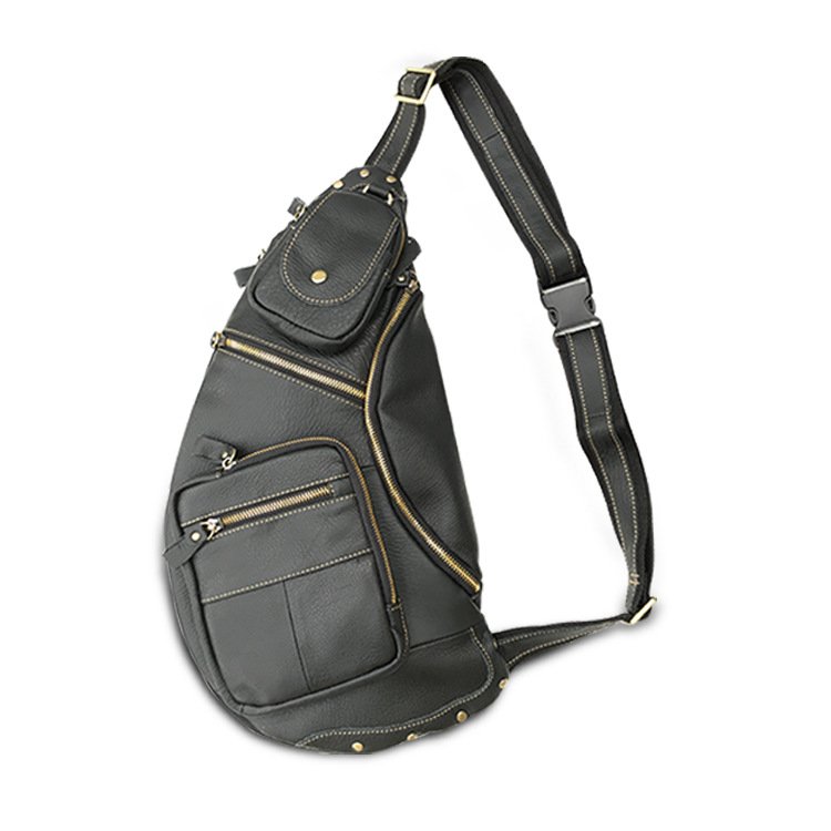 Sling Bag — Retro Cowhide City Pack — Black