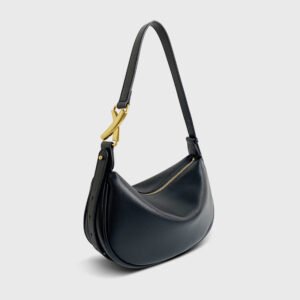 Crossbody Bag — Soft Leather Crescent — Black